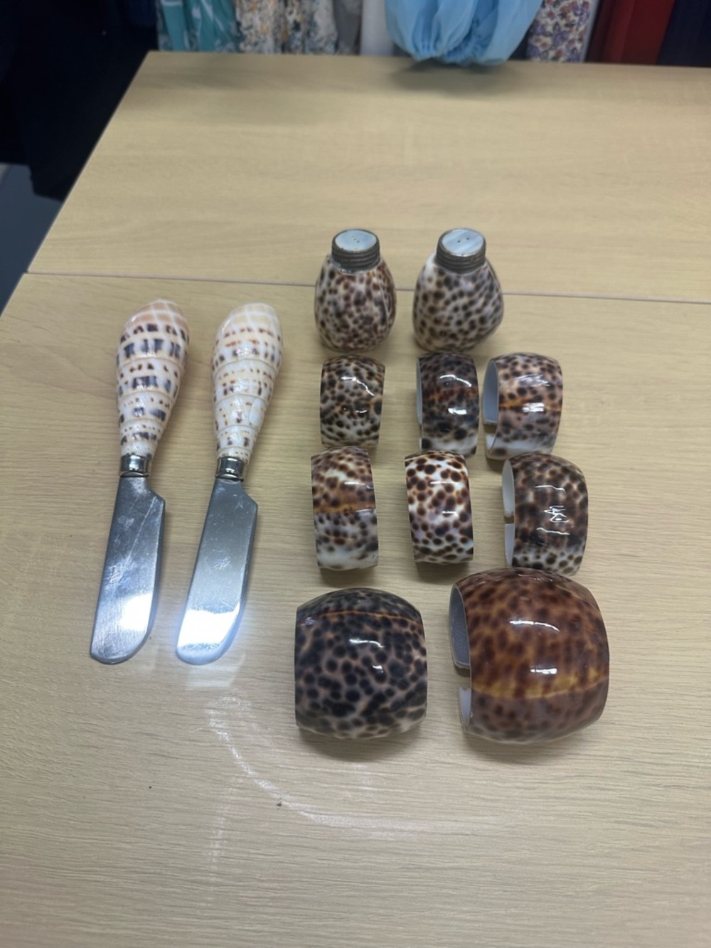 Vintage Tiger Cowrie Shell Napkin Rings and More